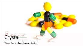  Presentation with pellet - Audience pleasing PPT theme consisting of pharmaceutical pellet - robot made of capsules backdrop and a white colored foreground