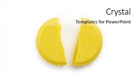  Presentation with cracked - Slide set featuring children kid girl standing in beach shore with orange floating lounge ok hand sign background and a gold colored foreground