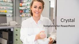  Presentation with hospital pharmacy - Beautiful PPT layouts featuring pharmaceutical preparations - junior pharmacist mixing a medicine backdrop and a lemonade colored foreground
