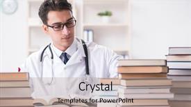  Presentation with medical student - Slides consisting of pharmaceutical preparations - medical student preparing for university background and a coral colored foreground