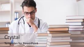  Presentation with medical case study - Amazing presentation having pharmaceutical preparations - medical student preparing for university backdrop and a  colored foreground