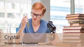  Presentation with chemistry lectures - Cool new PPT layouts with pharmaceutical preparations - young student tired and exhausted backdrop and a coral colored foreground