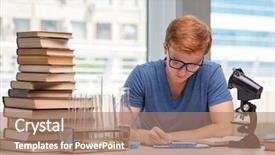  Presentation with pharmaceutical chemistry - PPT theme featuring pharmaceutical preparations - young student tired and exhausted background and a coral colored foreground