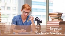  Presentation with tired - Amazing theme having pharmaceutical preparations - young student tired and exhausted backdrop and a coral colored foreground