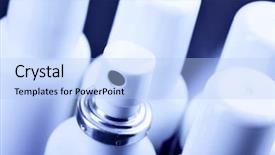  Presentation with drugs - Amazing presentation theme having pharmaceutical suspension - many spray cans with drugs backdrop and a light blue colored foreground