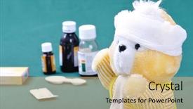  Presentation with toy - Colorful presentation theme enhanced with colorful pencils and felt-tip pens in pails on color background backdrop and a tawny brown colored foreground