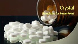  Presentation with bottle - Presentation having pharmaceutical tablet - pills in bottle on blue background and a  colored foreground