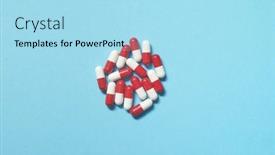  Presentation with pharmaceutical tablets - PPT theme having pharmaceutical-tablets-over-blue-backdrop background and a light blue colored foreground