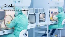  Presentation with sterile pharmaceutical - PPT theme enhanced with pharmaceutical technician in sterile environment background and a light blue colored foreground