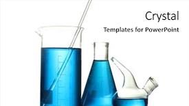  Presentation with test tubes - Beautiful slides featuring test-tubes with blue liquid isolated on white backdrop and a white colored foreground