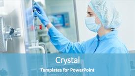  Presentation with worker - Cool new presentation with pharmaceutics pharmaceutical worker operates blister backdrop and a light blue colored foreground