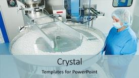  Presentation with worker - PPT theme consisting of pharmaceutics pharmaceutical worker operates tablet background and a light blue colored foreground