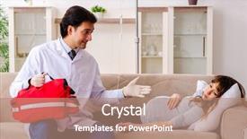  Presentation with doctor visiting family a new born - Cool new presentation with pharmach intravenous bag - young handsome doctor visiting pregnant backdrop and a coral colored foreground