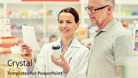  Presentation with health-care - Presentation theme having pharmacia - medicine pharmaceutics health care background and a lemonade colored foreground