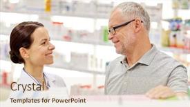  Presentation with pharmacist - PPT theme enhanced with pharmacia - medicine pharmaceutics health care background and a lemonade colored foreground