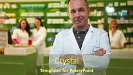  Presentation with pharmacy - Slide deck enhanced with pharmacist-and-his-pta-team background and a tawny brown colored foreground
