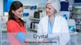  Presentation with blood pressure - Theme enhanced with pharmacist checking blood pressure background and a light blue colored foreground