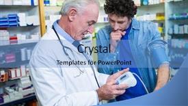  Presentation with clinical pharmacy - Slides having pharmacist checking blood pressure background and a light blue colored foreground