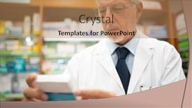  Presentation with drug pharmacy - Presentation enhanced with pharmacist-checking-drug background and a coral colored foreground