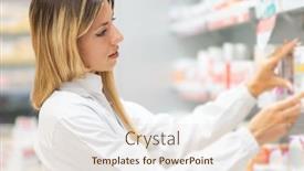  Presentation with drug pharmacy - PPT theme enhanced with pharmacist-checking-drug background and a lemonade colored foreground