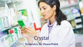  Presentation with chemist - Cool new PPT theme with pharmacist chemist woman in pharmacy backdrop and a sky blue colored foreground