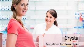  Presentation with medicine pregnant woman - Cool new presentation with pharmacist counceling - pregnant woman buying medicine backdrop and a  colored foreground