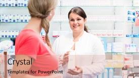  Presentation with medicine pregnant woman - PPT theme with pharmacist counceling - pregnant woman buying medicine background and a  colored foreground