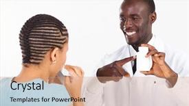  Presentation with african american patient - Presentation consisting of pharmacist explain how to take background and a coral colored foreground
