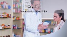  Presentation with drug interaction - Amazing PPT layouts having pharmacist explaining the drug backdrop and a  colored foreground