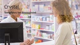  Presentation with drug interaction - Audience pleasing slides consisting of pharmacist explaining the drug backdrop and a coral colored foreground