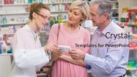  Presentation with drug pharmacy - Cool new PPT layouts with pharmacist explaining the drug backdrop and a lemonade colored foreground