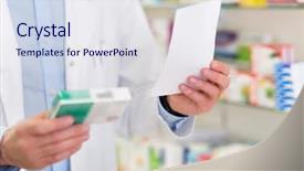  Presentation with pharmacy - Audience pleasing theme consisting of pharmacist filling prescription in pharmacy backdrop and a sky blue colored foreground