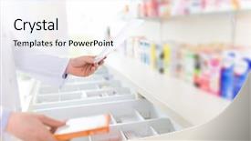  Presentation with clinical pharmacy - Cool new slides with pharmacist filling prescription in pharmacy backdrop and a white colored foreground