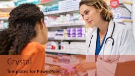  Presentation with doctor african - Presentation theme consisting of pharmacist-giving-medicine-box background and a red colored foreground