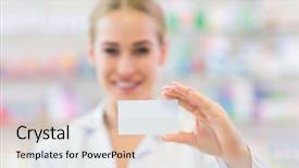  Presentation with pharmacist - Theme enhanced with pharmacist holding blank card background and a lemonade colored foreground