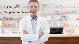  Presentation with pharmacist - Colorful theme enhanced with pharmacist in drugstore backdrop and a soft green colored foreground