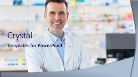  Presentation with pharmacist - Audience pleasing slides consisting of pharmacist in drugstore backdrop and a sky blue colored foreground