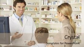  Presentation with mother child - Audience pleasing PPT layouts consisting of pharmacist in pharmacy with mother backdrop and a  colored foreground