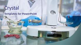  Presentation with pharmacy tablet - Colorful presentation design enhanced with pharmacist measuring tablets with pharmacy backdrop and a sky blue colored foreground