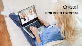  Presentation with healthcare technology - Colorful presentation theme enhanced with pharmacist on laptop computer backdrop and a lemonade colored foreground