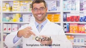 Presentation with hospital pharmacy - Colorful presentation design enhanced with pharmacist-pointing-blister-packs backdrop and a lemonade colored foreground