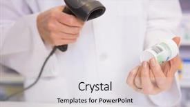  Presentation with scanning - PPT theme having pharmacist scanning medication background and a white colored foreground