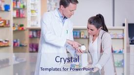  Presentation with drug pharmacy - Cool new PPT theme with pharmacist showing a drug box backdrop and a sky blue colored foreground