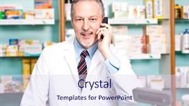  Presentation with pharmacist - Beautiful PPT theme featuring pharmacist talking on the phone backdrop and a sky blue colored foreground