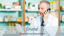  Presentation with pharmacist - Audience pleasing presentation theme consisting of pharmacist talking on the phone backdrop and a sky blue colored foreground