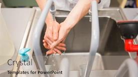  Presentation with hospital pharmacy - Audience pleasing presentation theme consisting of pharmacist washing his hands at sink at the hospital pharmacy backdrop and a mint green colored foreground