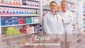  Presentation with pharmacy - Theme consisting of camera in the pharmacy background and a coral colored foreground