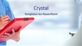  Presentation with pharmacology - Presentation design consisting of pharmacology design - doctor hands and microscope background and a sky blue colored foreground