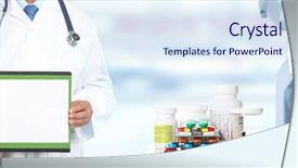  Presentation with pharmacology - Beautiful PPT layouts featuring pharmacology design - doctor hands with microscope backdrop and a sky blue colored foreground