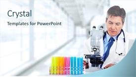  Presentation with pharmacology - PPT layouts featuring pharmacology design - doctor man working background and a  colored foreground